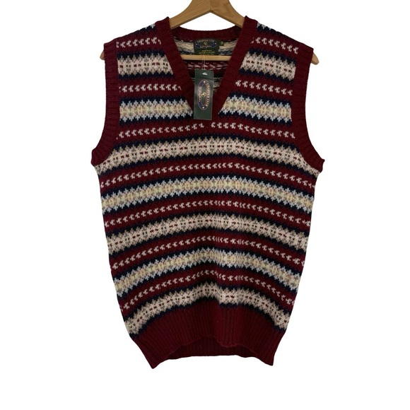 NEW 100% Wool Made in Scotland Charter Club V-neck Sweater Vest Sz M - Picture 1 of 5